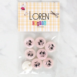Loren Crafts 8li Kızgın Yüz Düğme - 1021