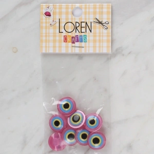 Loren Crafts pembe 8 li nazar boncuğu düğme - 168