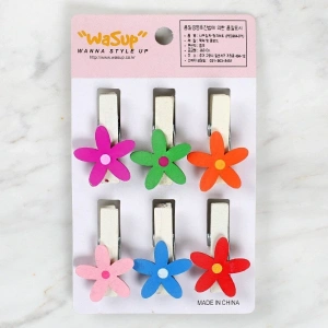 Loren Dekoratif Çiçek Desenli Mandal 6lı