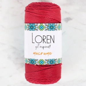 Loren Macrame Koyu Kırmızı El Örgü İpi - RM 0105 - 34345