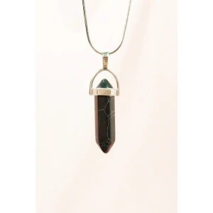 Mat Oniks Doğal Taşı Zincirli El Yapımı Tasarımlı Kolye Uç: 3,5 cm Zincir: 20 cm Kutulu