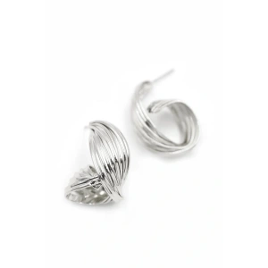 Metal Kıvrımlı Küpe - Gümüş