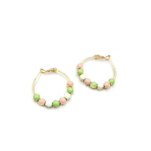 Mineli Halka Küpe - Yeşil