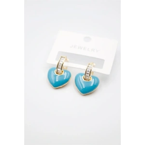 Mineli Kalp Küpe - Turkuaz