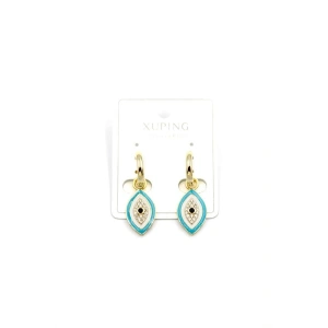 Mineli Nazar Küpe - 14K Altın