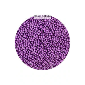 Mor Renk 4 mm Yaklaşık 1100 adet / 100 gram Cam Boncuk Oya Yazma Bileklik ve Kolye