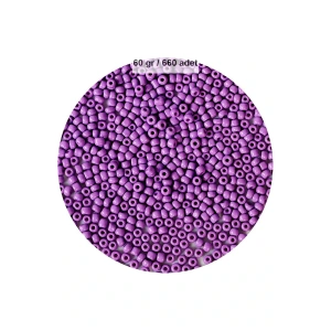 Mor Renk 4 mm Yaklaşık 660 adet / 60 gram Cam Boncuk Oya Yazma Bileklik ve Kolye
