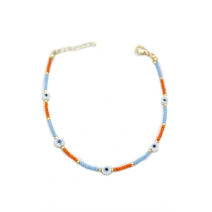 Nazar Boncuklu  Halhal - Beyaz