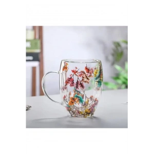 Organik Çiçekli Borosilikat Bardak 350 Ml. Royaleks-BRD-150 BH