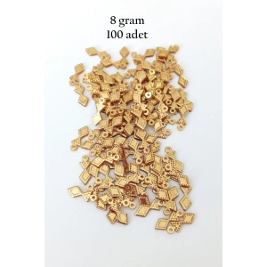 Oya Abiye Bileklik Kolye Pleksi Metalik Plastik Pul Altın Renk 8 gram 100 adet - BNC476