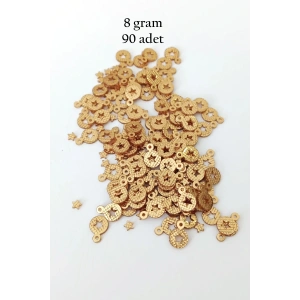 Oya Abiye Bileklik Kolye Pleksi Metalik Plastik Pul Altın Renk 8 gram 90 adet - BNC477