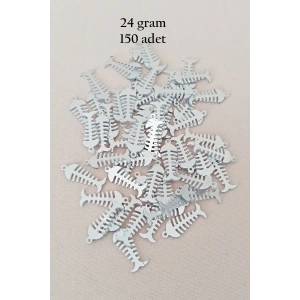 Oya Abiye Bileklik Kolye Pleksi Metalik Plastik Pul Gümüş Renk 24 gram 150 adet - BNC589