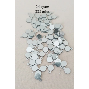 Oya Abiye Bileklik Kolye Pleksi Metalik Plastik Pul Gümüş Renk 24 gram 225 adet - BNC580