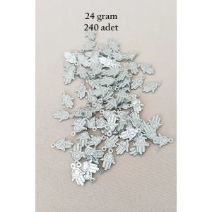 Oya Abiye Bileklik Kolye Pleksi Metalik Plastik Pul Gümüş Renk 24 gram 240 adet - BNC586