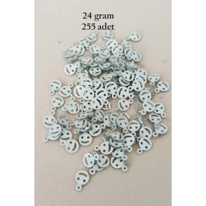 Oya Abiye Bileklik Kolye Pleksi Metalik Plastik Pul Gümüş Renk 24 gram 255 adet - BNC585