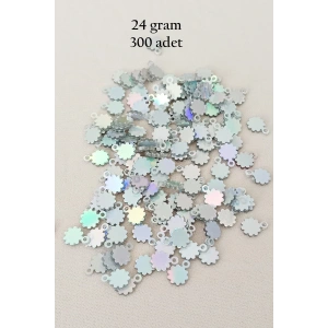 Oya Abiye Bileklik Kolye Pleksi Metalik Plastik Pul Gümüş Renk 24 gram 300 adet - BNC578