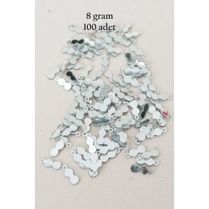 Oya Abiye Bileklik Kolye Pleksi Metalik Plastik Pul Gümüş Renk 8 gram 100 adet - BNC508