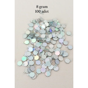 Oya Abiye Bileklik Kolye Pleksi Metalik Plastik Pul Gümüş Renk 8 gram 100 adet - BNC518