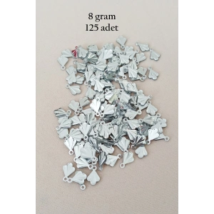 Oya Abiye Bileklik Kolye Pleksi Metalik Plastik Pul Gümüş Renk 8 gram 125 adet - BNC527