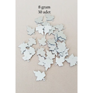 Oya Abiye Bileklik Kolye Pleksi Metalik Plastik Pul Gümüş Renk 8 gram 30 adet - BNC532