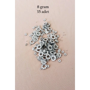 Oya Abiye Bileklik Kolye Pleksi Metalik Plastik Pul Gümüş Renk 8 gram 35 adet - BNC501