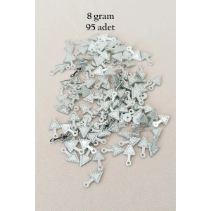 Oya Abiye Bileklik Kolye Pleksi Metalik Plastik Pul Gümüş Renk 8 gram 95 adet - BNC505