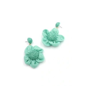 Papatya Hasır Küpe - Turkuaz