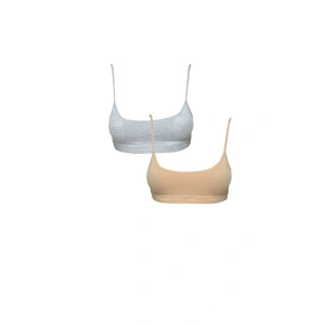 Pedli İp Askılı Gri ve Ten Rengi Büstiyer 2 adet