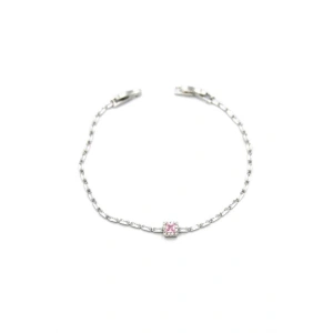 Pembe Taşlı Bileklik - Gümüş