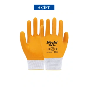 Pn3+ Sarı Iş Eldiveni Polyester Örme Nitril Beybi No:10 Royaleks Group - 6 Çift