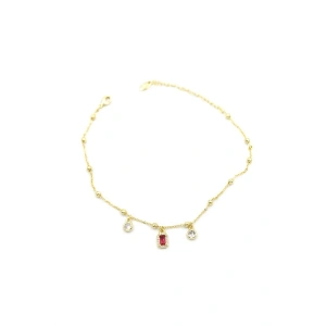 Renkli Taşlı Halhal - Kırmızı