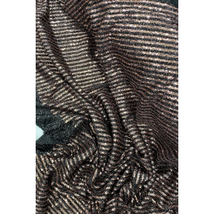 Sakallı Çizgili Pullu Kumaş  Pullu Payet Kumaş Abiye Nişan Düğün Siyah Bakır