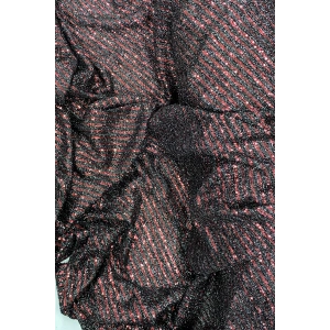 Sakallı Çizgili Pullu Kumaş  Pullu Payet Kumaş Abiye Nişan Düğün Siyah Bordo