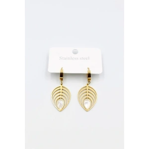 Sedef Yaprak Küpe - Altın