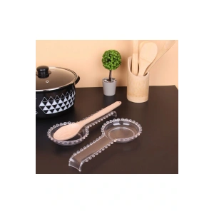 Şeffaf Plastik Boncuklu Kelepçe Kaşık Çırpıcı Altlığı 28 Cm Royaleks