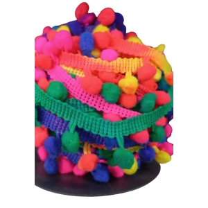 Sıralı Ponpon 1 Metre Karışık Renk