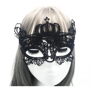 Siyah Renk Dantel Kesim Dantel İşlemeli Balo Parti Maskesi 9 No