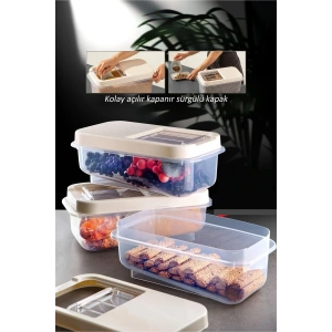 Sürgülü Kapaklı 7.5 Lt Erzak Bakliyat Un Şeker Saklama Kabı