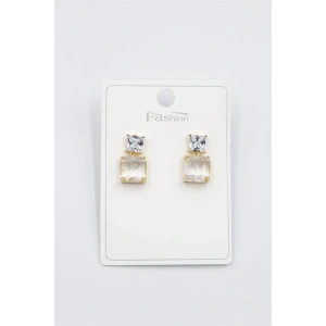 Taşlı Baget Küpe - Altın