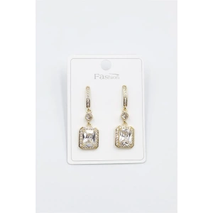 Taşlı Baget Küpe - Altın