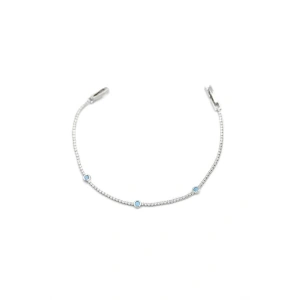 Taşlı Boncuk Bileklik - Gümüş