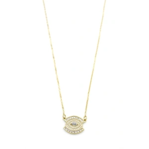 Taşlı Göz Kolye - Altın