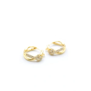 Taşlı Halka Küpe - Altın