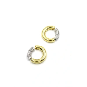 Taşlı Halka Küpe - Altın