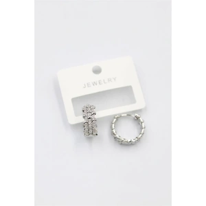 Taşlı Halka Küpe - Gümüş