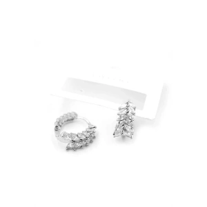 Taşlı Halka Küpe - Gümüş