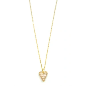 Taşlı Kalp Kolye - Altın