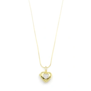 Taşlı Kalp Kolye - Altın
