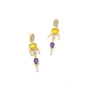 Taşlı Küpe - Altın