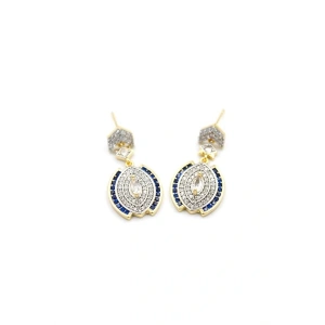 Taşlı Küpe - Mavi